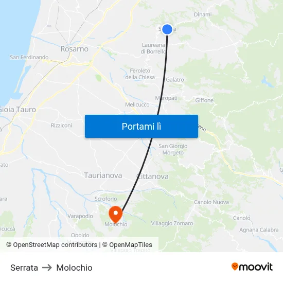 Serrata to Molochio map