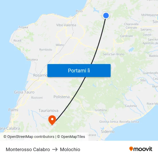 Monterosso Calabro to Molochio map