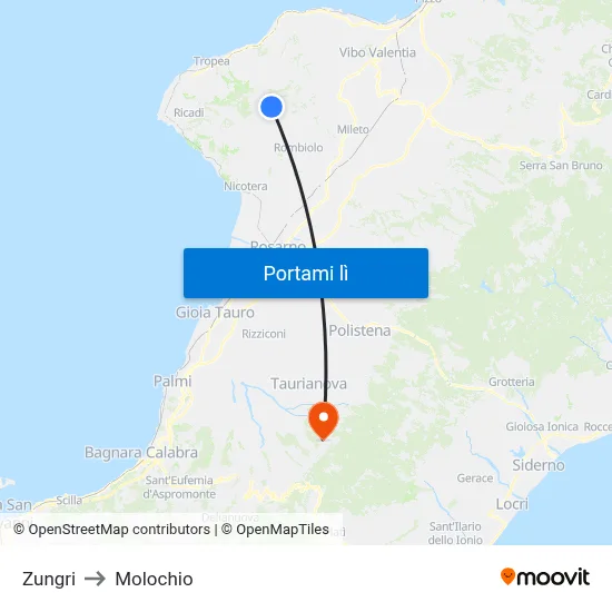 Zungri to Molochio map