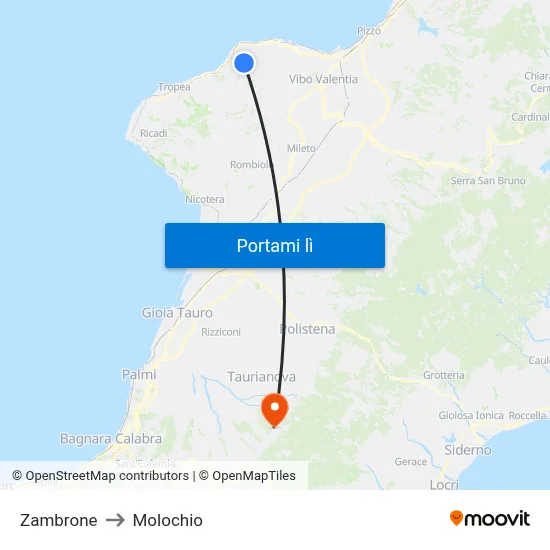Zambrone to Molochio map