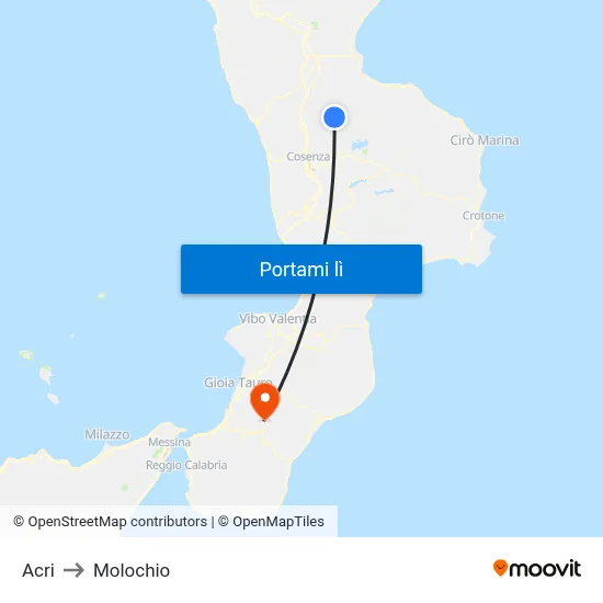 Acri to Molochio map