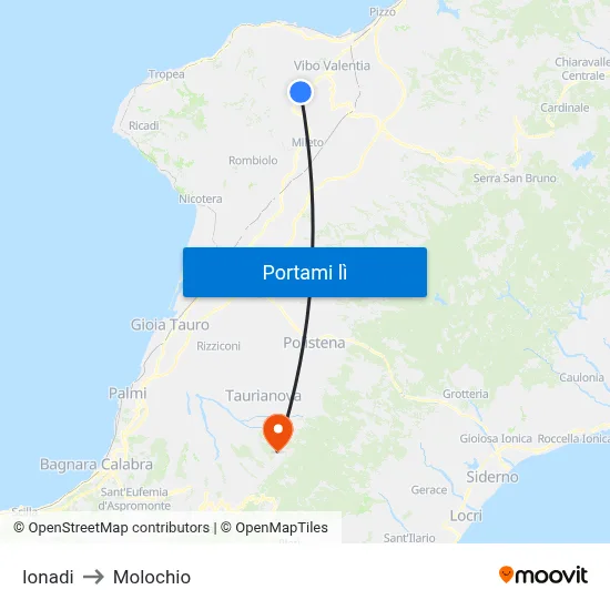 Ionadi to Molochio map