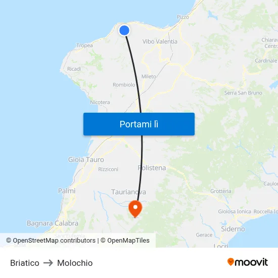 Briatico to Molochio map