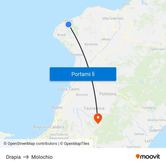 Drapia to Molochio map