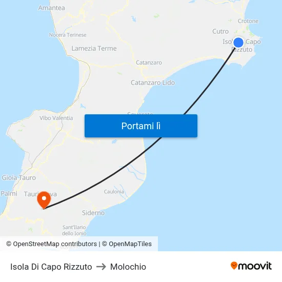 Isola Di Capo Rizzuto to Molochio map