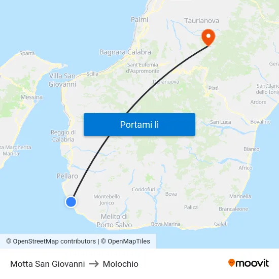 Motta San Giovanni to Molochio map