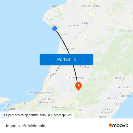 Joppolo to Molochio map