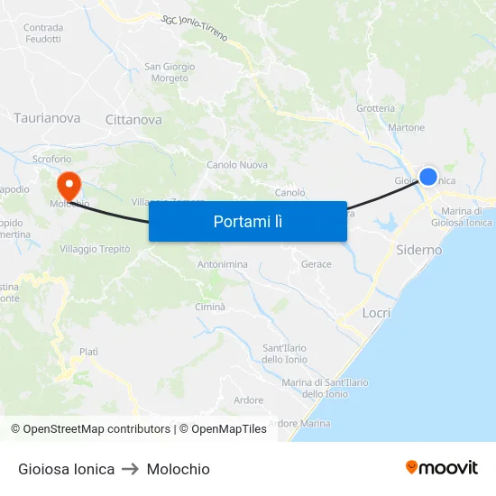 Gioiosa Ionica to Molochio map