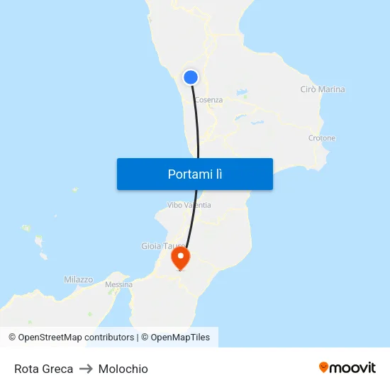 Rota Greca to Molochio map