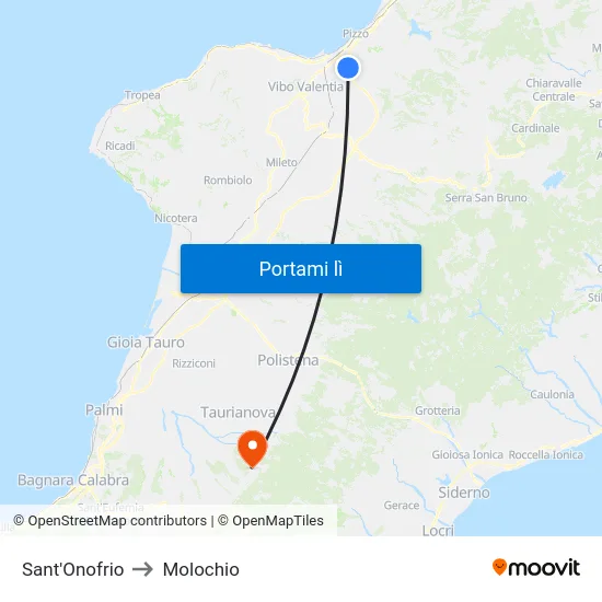 Sant'Onofrio to Molochio map