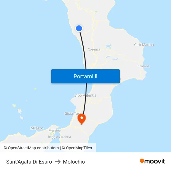 Sant'Agata Di Esaro to Molochio map