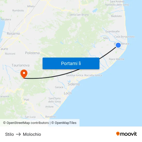 Stilo to Molochio map