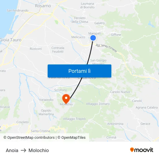 Anoia to Molochio map