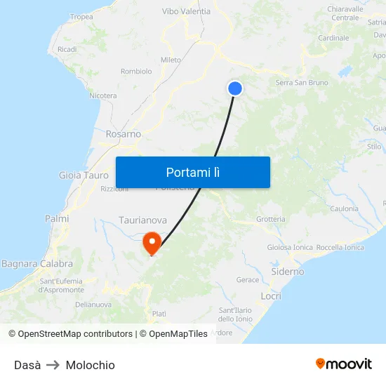 Dasà to Molochio map