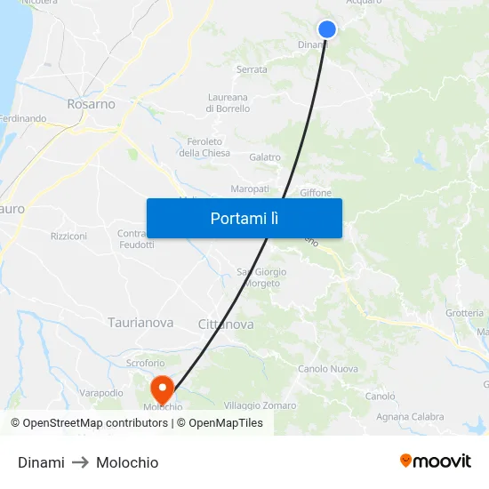 Dinami to Molochio map