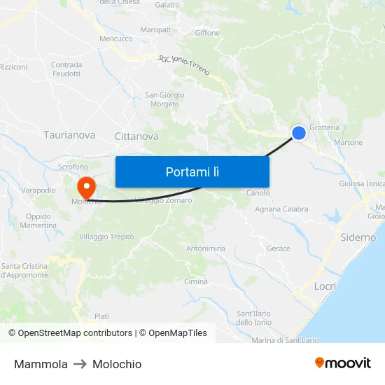 Mammola to Molochio map