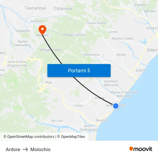 Ardore to Molochio map