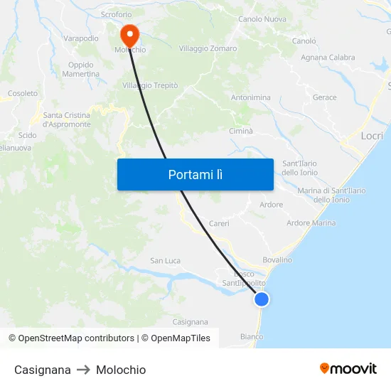 Casignana to Molochio map