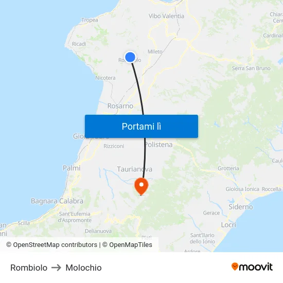 Rombiolo to Molochio map