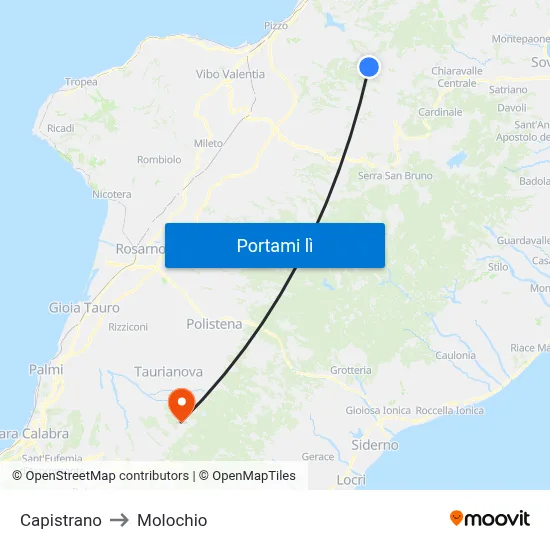 Capistrano to Molochio map