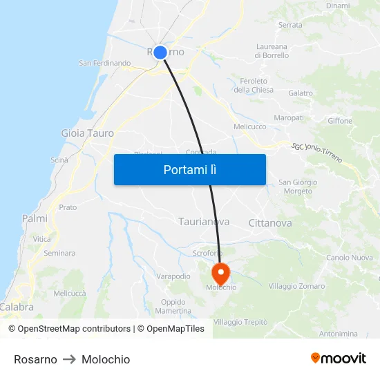 Rosarno to Molochio map