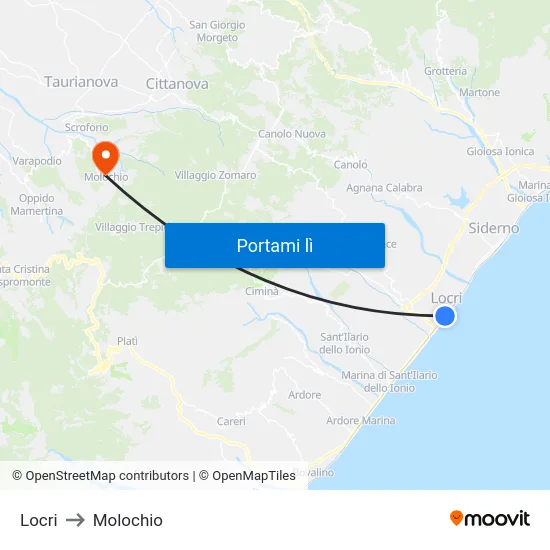 Locri to Molochio map