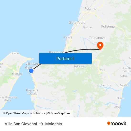 Villa San Giovanni to Molochio map