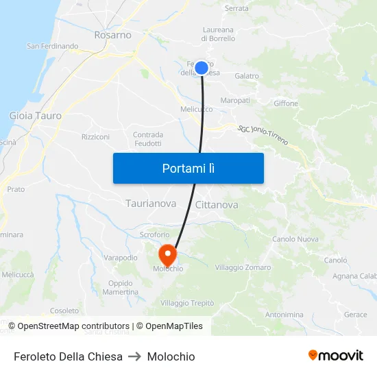 Feroleto Della Chiesa to Molochio map