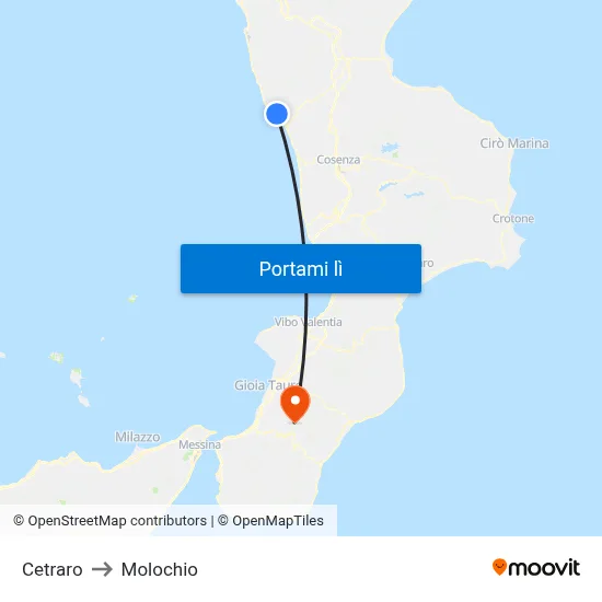 Cetraro to Molochio map