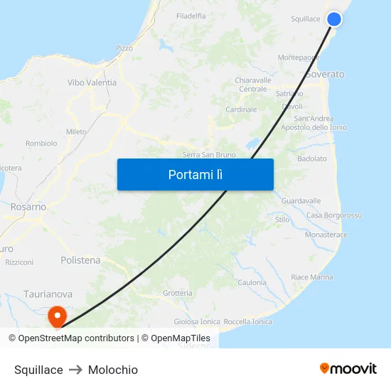 Squillace to Molochio map