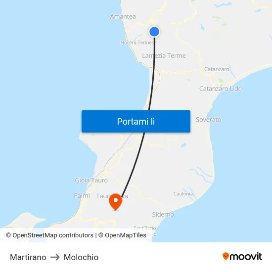 Martirano to Molochio map