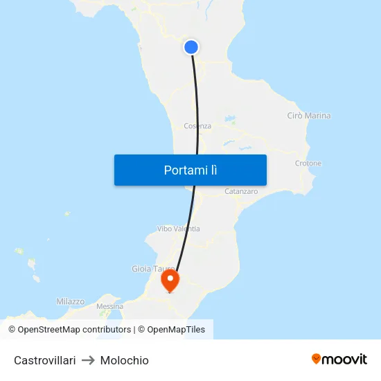 Castrovillari to Molochio map