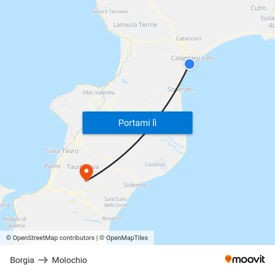 Borgia to Molochio map