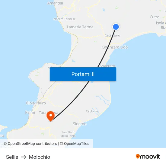 Sellia to Molochio map