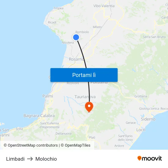 Limbadi to Molochio map