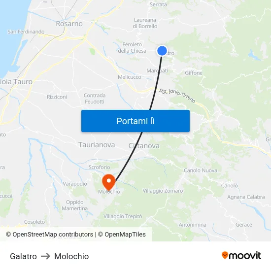 Galatro to Molochio map