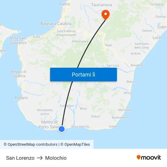 San Lorenzo to Molochio map