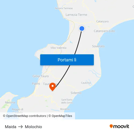 Maida to Molochio map