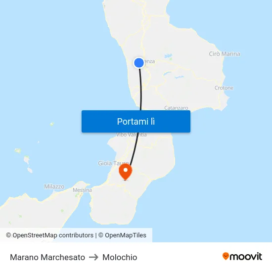 Marano Marchesato to Molochio map