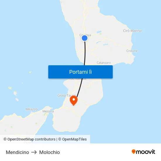 Mendicino to Molochio map