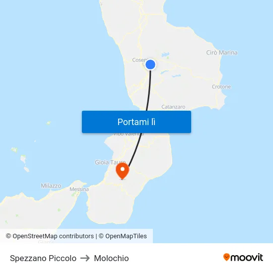 Spezzano Piccolo to Molochio map