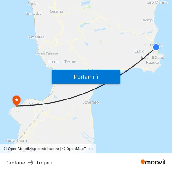 Crotone to Tropea map
