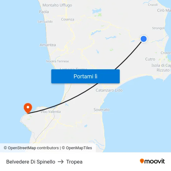 Belvedere Di Spinello to Tropea map