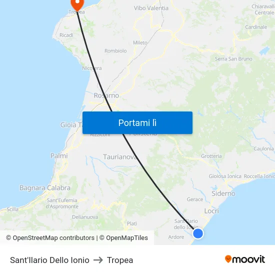 Sant'Ilario Dello Ionio to Tropea map