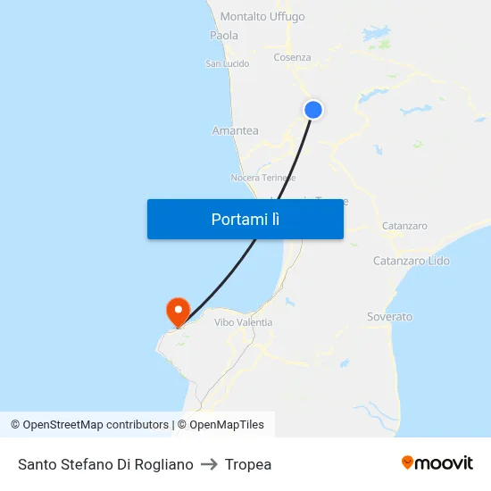 Santo Stefano Di Rogliano to Tropea map