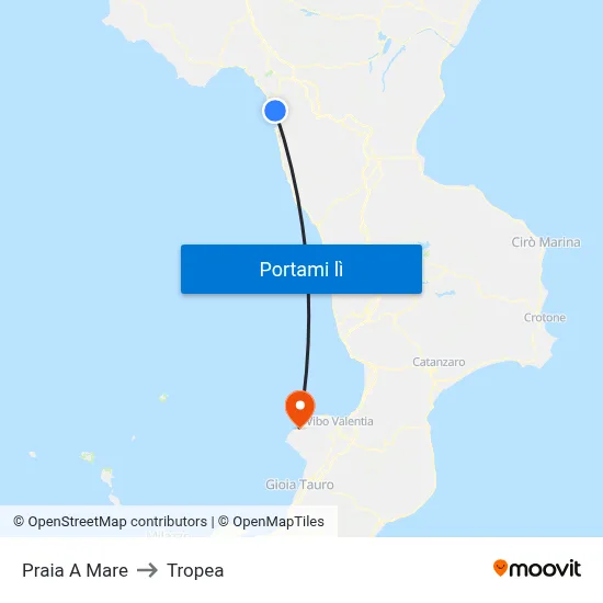 Praia A Mare to Tropea map