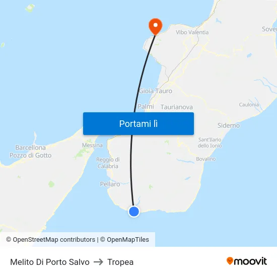 Melito Di Porto Salvo to Tropea map