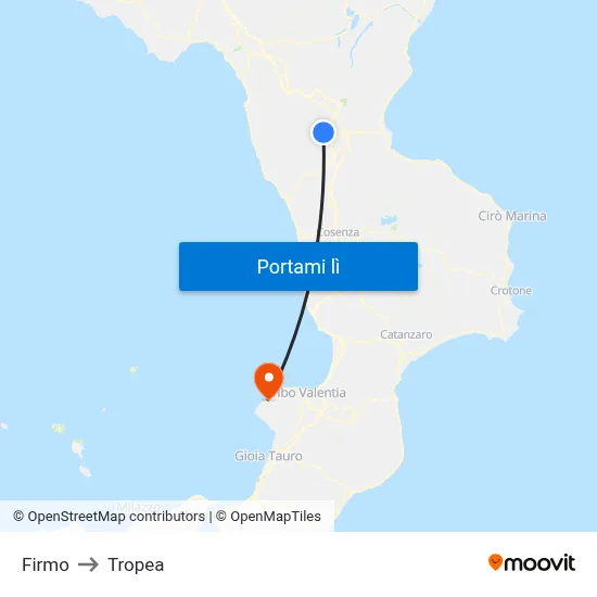 Firmo to Tropea map