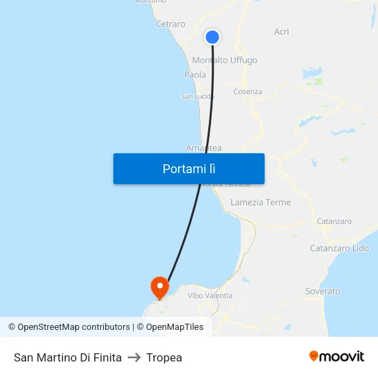 San Martino Di Finita to Tropea map