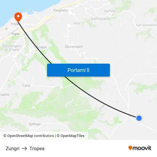Zungri to Tropea map